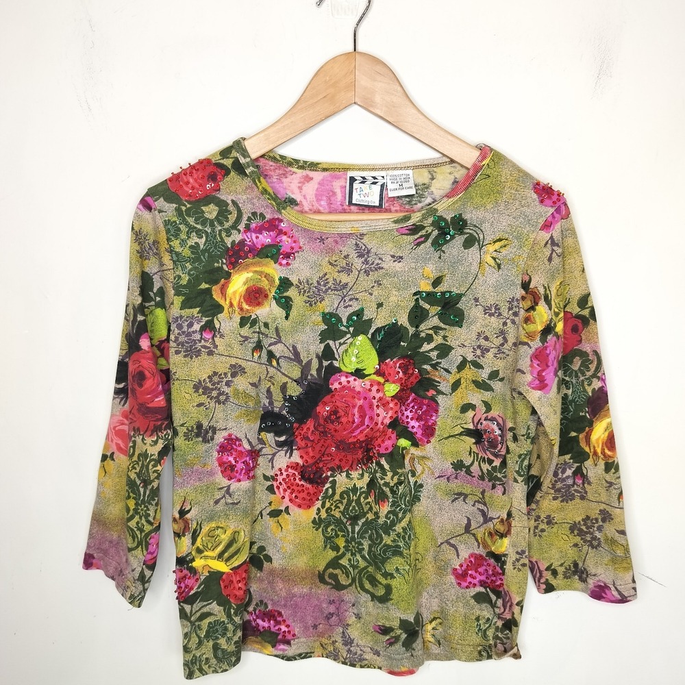 Floral Print Top Sequin Embellished Sold